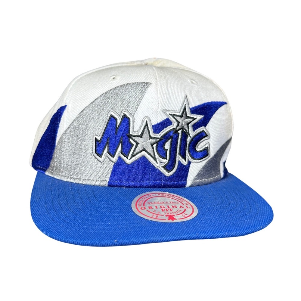 Sharktooth Mitchell & Ness Orlando Magic Snapback Hat White Blue Silver NBA